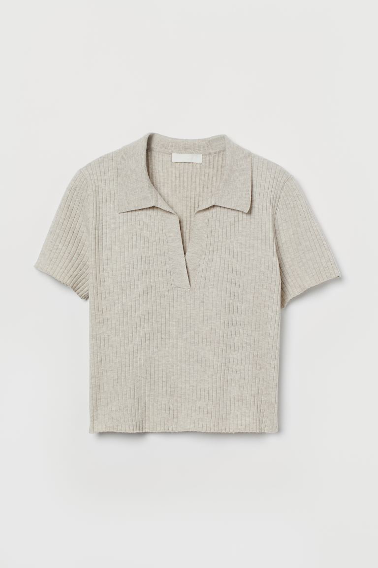 Collared ribbed top